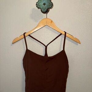 Brown Athletic Crop Top w Built-in Bra